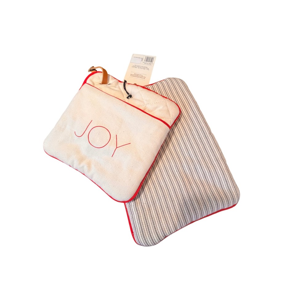 Hearth & Hand Magnolia JOY Potholder Set 2pc Red White Ticking Stripe Holiday - Picture 4 of 6